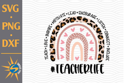 Teacher Life Hand Drawn Rainbow SVG&2C; PNG&2C; DXF Digital Files Include