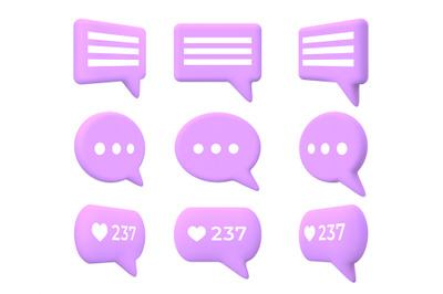 Chat or message speech bubble 3d turn animation. Cartoon comment box i