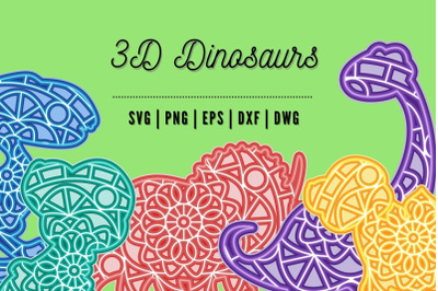 3D Dinosaurs SVG Bundle