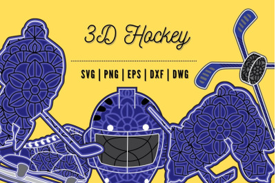 3D Hockey SVG Bundle