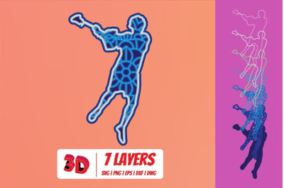 Lacrosse player 3D Layered SVG Cut File