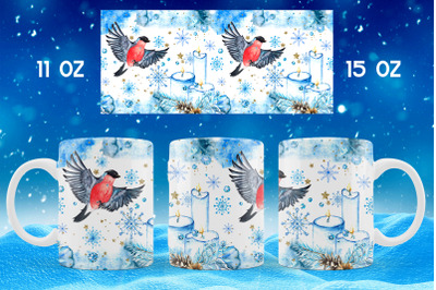 Winter mug sublimation design Snowflakes mug wrap png