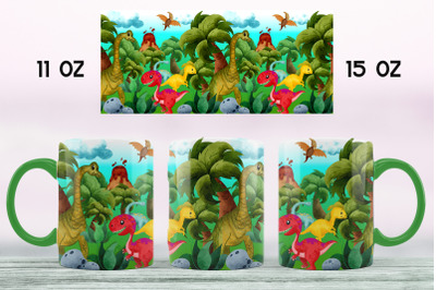 Dinosaur mug sublimation png Dino mug wrap for kids design