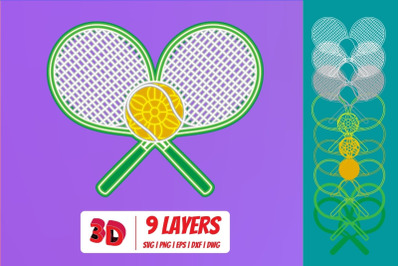 Tennis 3D Layered SVG Cut File