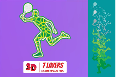 Tennis player 2 3D Layered SVG Cut File