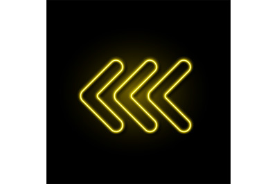 Neon arrow realistic. Glowing yellow sign. Abstract electricity colore