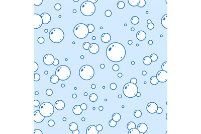 Seamless pattern bubbles. Water air bubble texture, linear soap foam c