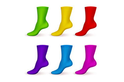 Realistic color socks. Modern male or female accessories, casual long