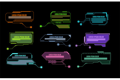 Elements Hud. Futuristic callout bar, modern digital info boxes layout