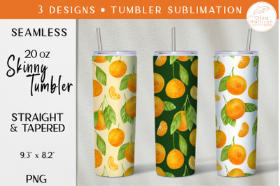 Tangerine Watercolor Tumbler Sublimation Design