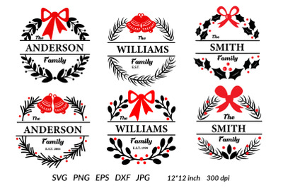 Christmas Monogram SVG. Christmas Family Sign. Holiday Round