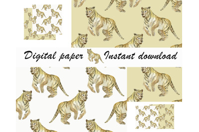 Tiger seamless pattern, digital paper