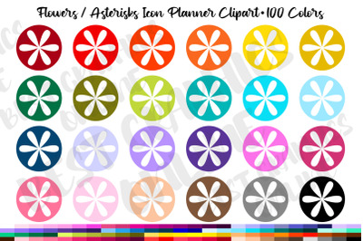 100 Asterisk Flowers Planner Sticker Asterisks Clipart icon