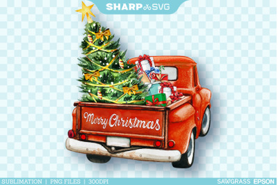 Christmas Tree Truck PNG - Christmas Sublimation Design