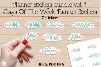 Planner stickers Bundle vol. 7. Days Of The Week Planner Stickers. Wee