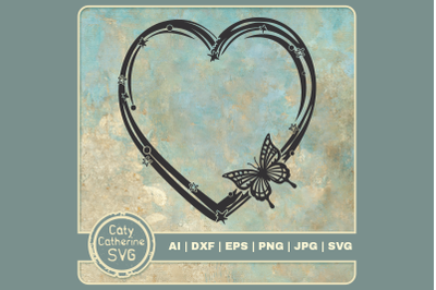 Love Heart With Butterfly SVG Cut File