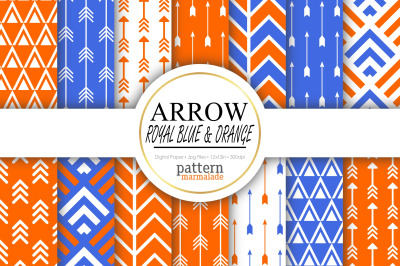 Arrow Royal Blue &amp; Orange Digital Paper - T0401