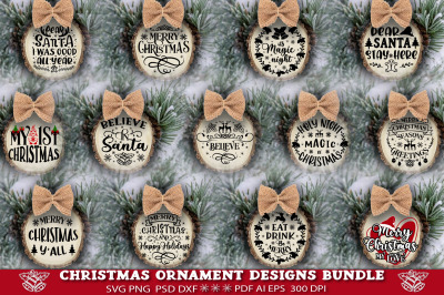 Christmas Ornament SVG Bundle. Christmas Round Ornaments SVG