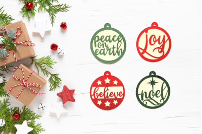 Christmas Words Round Gift Tags Set | SVG | PNG | DXF | EPS