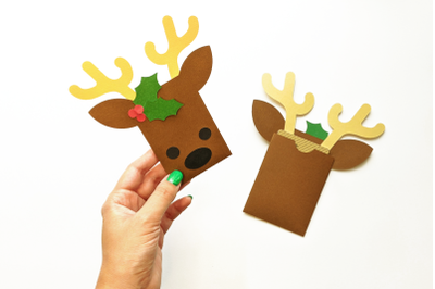 Reindeer Face Gift Card Holder | SVG | PNG | DXF | EPS
