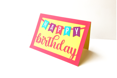 Happy Birthday Banner Flag Papercut Card | SVG | PNG | DXF | EPS