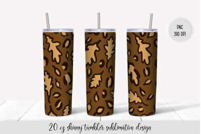 Fall Oak Leaves Leopard Tumbler Sublimation Wrap