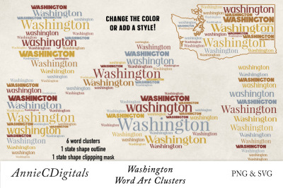 Washington State Word Clusters, Word Cloud
