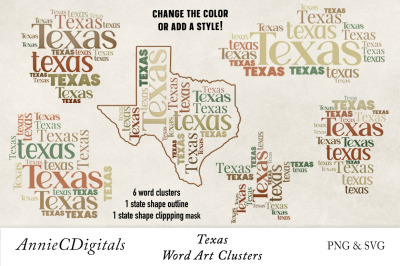 Texas Word Clusters, Word Cloud