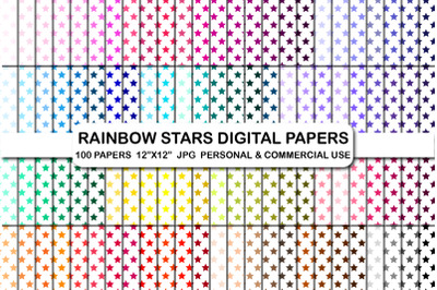 100 Stars Digital Papers Star Background Pattern Paper Pack