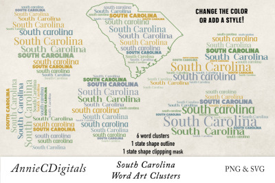 South Carolina Word Clusters, Word Cloud