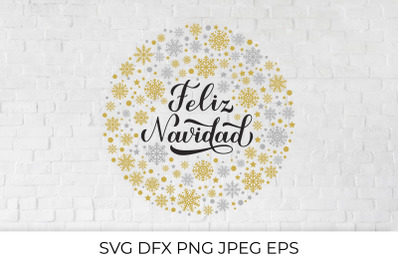 Feliz Navidad calligraphy hand lettering. Merry Christmas in Spanish.