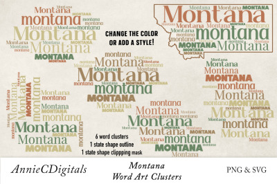 Montana Word Clusters, Word Cloud, Word Art