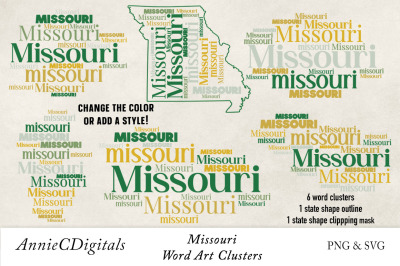 Missouri Word Clusters, Word Cloud, Word Art