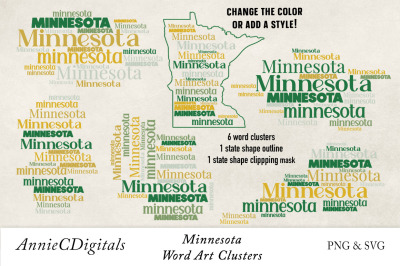 Minnesota Word Clusters, Word Cloud, Word Art