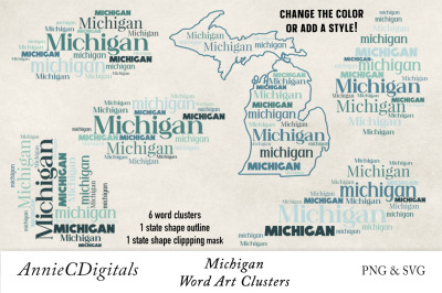 Michigan Word Clusters, Word Cloud, Word Art
