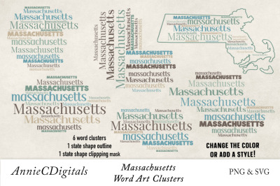 Massachusetts Word Clusters, Word Cloud, Word Art