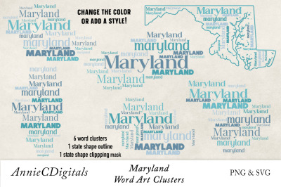Maryland Word Clusters, Word Cloud, Word Art