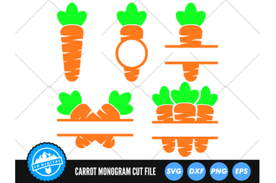 Orange Carrot Monogram Bundle SVG | Easter Carrot SVG