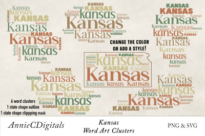 Kansas Word Clusters, Word Cloud, Word Art