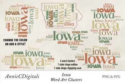 Iowa Word Clusters, Word Cloud, Word Art