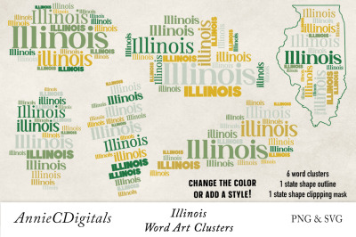 Illinois Word Clusters, Word Cloud, Word Art