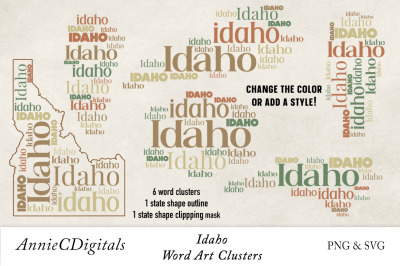 Idaho Word Clusters, Word Cloud, Word Art