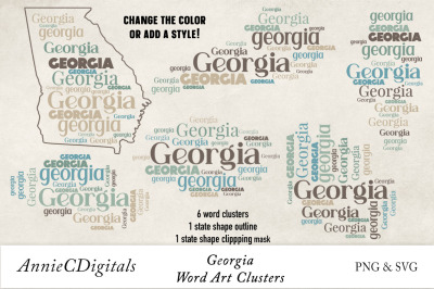 Georgia Word Clusters, Word Cloud, Word Art