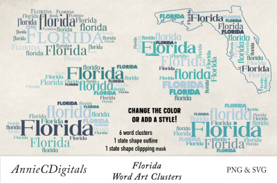 Florida Word Clusters, Word Cloud, Word Art