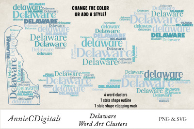 Delaware Word Clusters, Word Cloud, Word Art