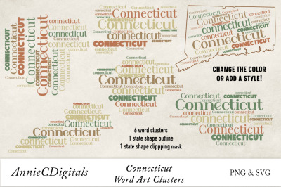 Connecticut Word Clusters, Word Cloud, Word Art