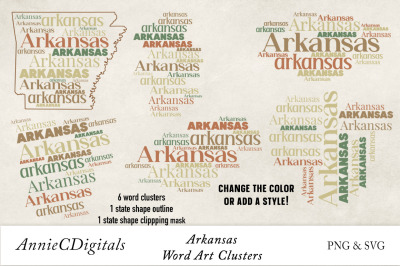 Arkansas Word Clusters, Word Cloud, Word Art