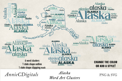 Alaska Word Clusters, Word Cloud, Word Art