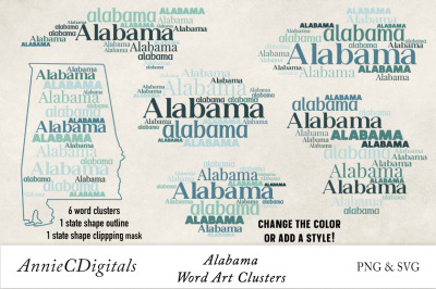 Alabama Word Clusters, Word Cloud, Word Art