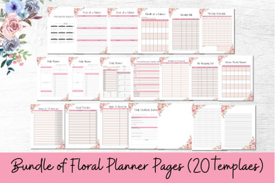 Bundle of Floral Planner, Daily, Weekly